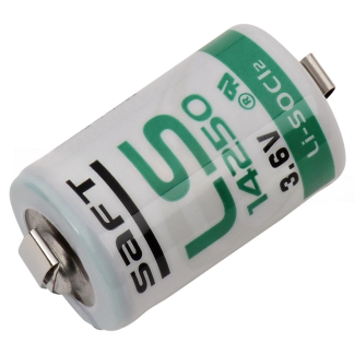 SAFT LS14250-CNR Lithium Battery 3.6V 1200mAh with Radial Tabs (Reversed Polarity)