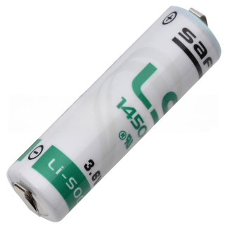SAFT LS14500-CNR Lithium Battery 3.6V 2600mAh with Radial Tabs (Reversed Polarity)