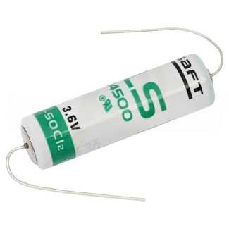 SAFT LS14500AX Lithium Battery 3.6V 2600mAh with Axial Leads